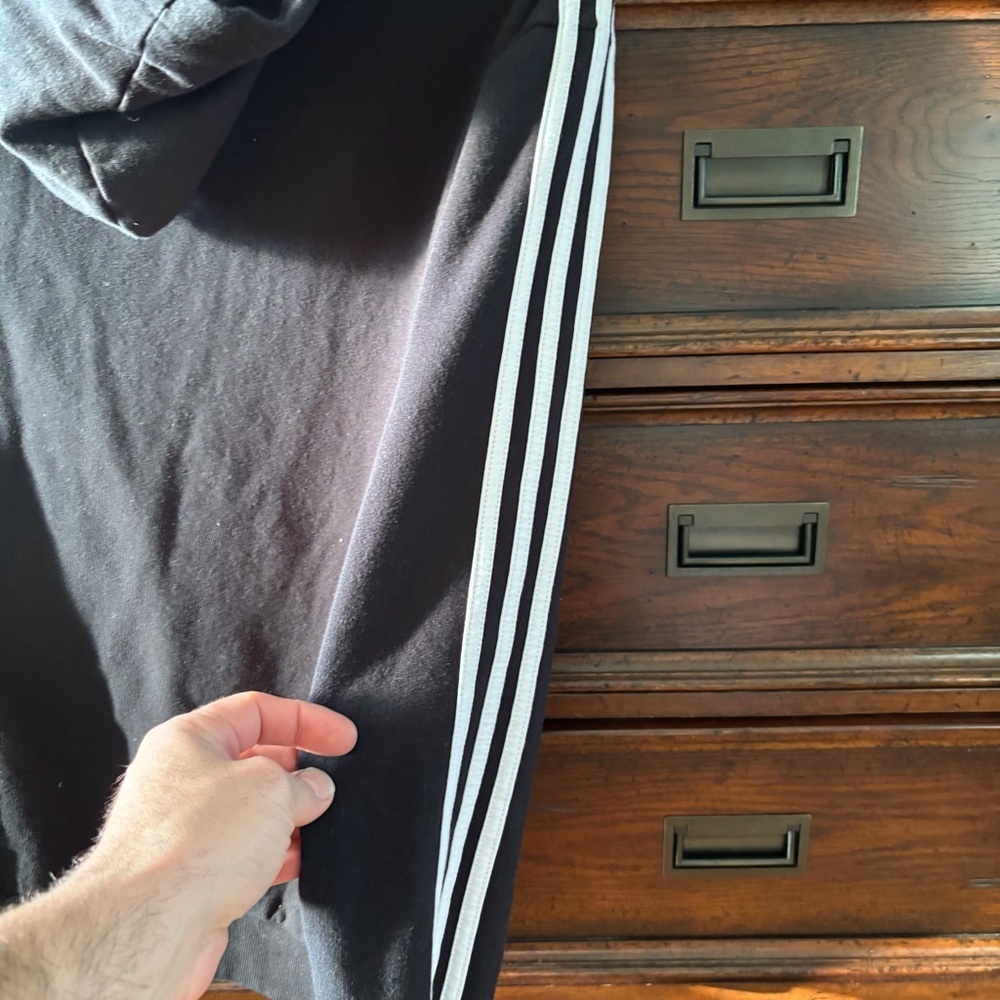 Adidas Men's Black Hoodie with White Logo and Stripe in size XL - Picture 2 of 7